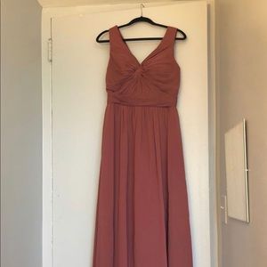 Tulle & Chantilly Crossed Bodice V Neck Long Dress